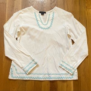 Lands’ End Girls White Top w/ Ribbon Accents